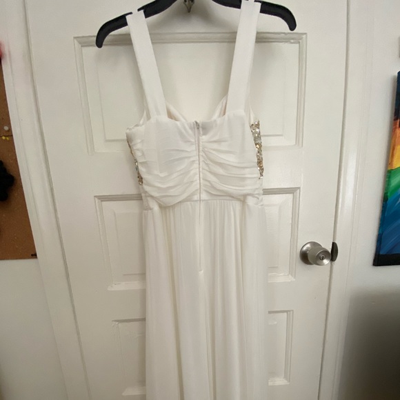 LONG white, crystallized dress w/ zipper - Picture 3 of 5
